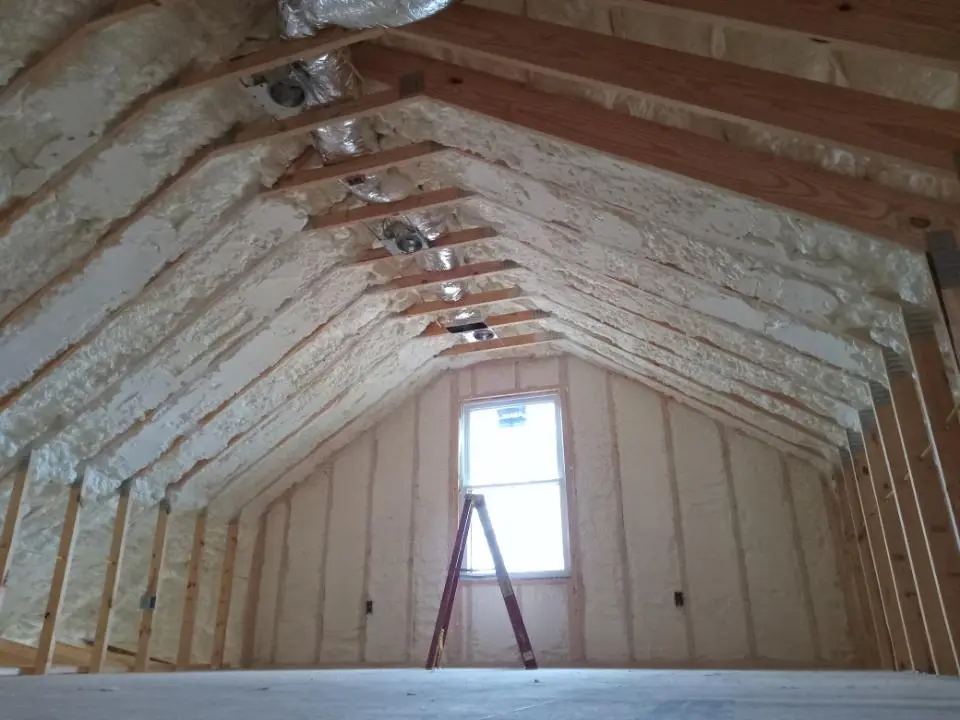 Spray foam roofing application for Crawl Space Insulation project in Lindsay